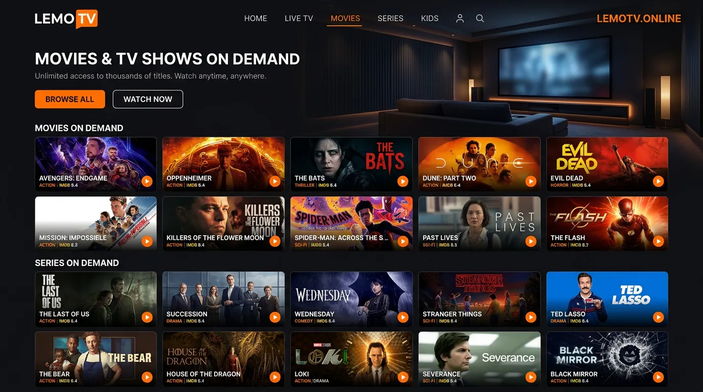 lemotv.online movie library with 120,000+ on-demand titles
